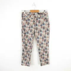 ビッキー VICKY スキニークロップドパンツ ロング 花柄 ストレッチ 紺 赤 2 *A606
