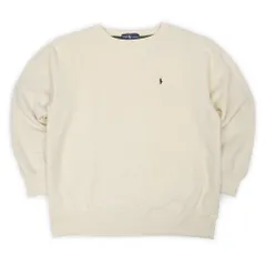 ポロラルフローレン POLO RALPH LAUREN 90s 90年代 ロゴ刺繍 スウェット MADE IN USA アメリカ製 PRL 定番 ヴィンテージ 古着 メンズ トレーナー アイボリー オフホワイト L【中古】