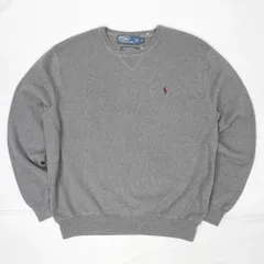ポロラルフローレン POLO RALPH LAUREN 90s 00s 90年代 2000年代 コットンニット 前V ロゴ 刺繍 ポニー 定番 USA ヴィンテージ アメリカ 古着 メンズ ニット セーター グレー L【中古】