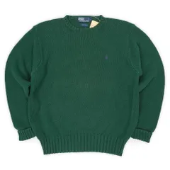 ポロラルフローレン POLO RALPH LAUREN 90s 90年代 コットンニット ポニー ロゴ刺繍 定番 USA ヴィンテージ アメリカ 古着 メンズ ニット セーター グリーン 緑 L【中古】