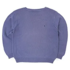 ポロラルフローレン POLO RALPH LAUREN 90s 90年代 ボートネック コットンニット ポニー ロゴ刺繍 珍品 PRL USA ヴィンテージ アメリカ 古着 メンズ ニット セーター フェードブルー M【中古】