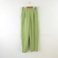 テーパードパンツ ロング ストレッチ 黄緑 M *A633