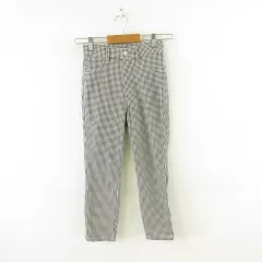 ユニクロ UNIQLO ウルトラストレッチハイライズプリントクロップドレギンスパンツ 黒 白 XS *A647