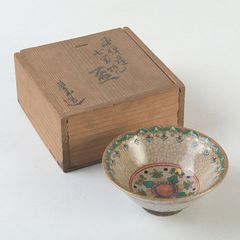 九谷焼 古九谷 赤絵金彩 窓絵 盃 時代箱付 M R9938 - メルカリ