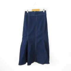 ジーユー GU ステッチマーメイドロングスカート ストレッチ 紺 M *A174