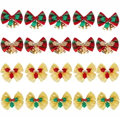 【在庫セール】鈴付き クリスマスツリー装飾 プレゼント包装 ラッピング 窓飾り 蝶結び 壁掛け インテリア装飾 かわいい 精緻 クリスマスリボン 人気 おしゃれ パーティー 祝日 サムコス 写真影 DIY用 20個セット