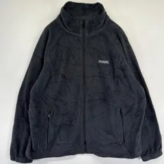 古着 コロンビア Columbia フルジップフリースジャケット ワンポイントロゴ アウトドア 大きいサイズ 2XL  ブラック系 メンズ