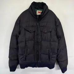 古着 リーバイス Levi's ダウンジャケット フルジップ 胸ポケット アウトドア M  ブラック メンズ