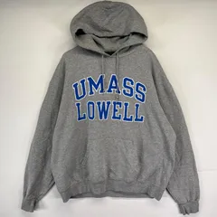 古着 チャンピオン Champion パーカー カレッジロゴ スウェット プリントデザイン フーディ プルオーバー XL  グレー メンズ