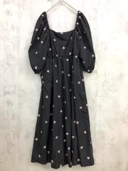 ZARA ザラ 0881/801/800 総柄 パフスリーブ 花柄ロング ワンピース sizeS/黒 ■◆ レディース