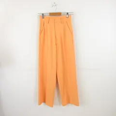 グレイル GRL センタープレスストレートパンツ ストレッチ ロング オレンジ S *A48