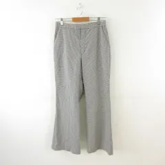 ジーユー GU フレアパンツ ロング チェック ストレッチ 黒 白 XL *T646