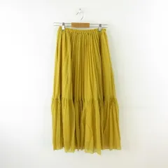アースミュージック&エコロジー EARTH MUSIC & ECOLOGY ランダムプリーツボリュームスカート ロング 黄 F *T666