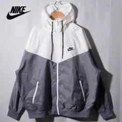 ナイキ NIKE ウインドランナー ナイロンジャケット XXL ホワイト グレー ロゴ刺繍 ストリート スポーツミックス オーバーサイズ ビッグシルエット 古着 C366