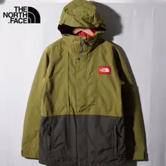 ノースフェイス THE NORTH FACE マウンテンパーカー S 大きめ ナイロンジャケット オリーブ グレー レッド ロゴ刺繍 HYVENT ドローコード ストリート 古着 C365