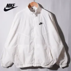 ナイキ NIKE ナイロンジャケット L ホワイト ロゴ刺繍 ストリート オーバーサイズ ビッグシルエット スポーツミックス 古着 C362