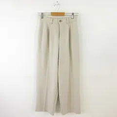 アースミュージック&エコロジー EARTH MUSIC & ECOLOGY ハイウエストタックストレートパンツ ロング ストレッチ ライトベージュ M *T48