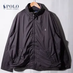 ポロラルフローレンPolo by Ralph Lauren スイングトップ XXL ナイロンジャケット ブルゾン ダークグレー ヴィンテージ Vintage ロゴ刺繍 アメカジ ストリート オーバーサイズ 古着 C364