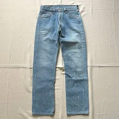 MADE IN USA　1998年4月　アメリカ製　vintage　米国最終モデル　Levi's 501　リーバイス　赤タブ　ストレートデニム　ジーンズ　W28 L32　ボタンフライ　553　サンベニート工場　紙パッチ　ペンキスプラッシュ　ダメージ加工　一点物