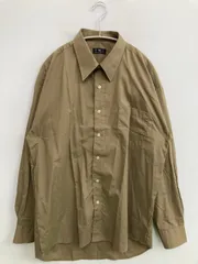 Y･M COLLECTION シャツ/ブラウス L カーキ コットン 無地 ミドル丈 長袖 レギュラーカラー