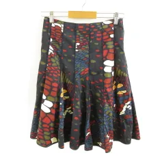 Charming point スカート フレア ひざ丈 総柄 黒 赤 *T264