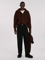 レクト ハイネック KARA（カラ）カーディガン ブラウン M