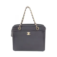 シャネル CHANEL ハンドバッグ ココマーク ブラック レザー ターンロック チェーンハンドバッグ レディース Used A
