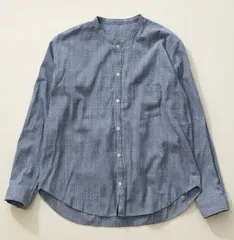 ゴーシュ ノーカラーブラウス シャツ ギンガムチェック サイズ2 長袖 薄手 コットン 美品のサムネイル
