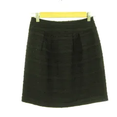 ナチュラルビューティーベーシック NATURAL BEAUTY BASIC ミニスカート 台形 ツイード 黒 S *T711