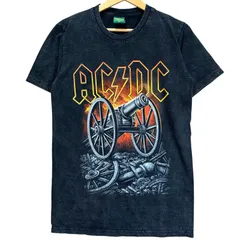 新品 AC/DC Tシャツ M 墨黒 ビンテージ風 バンT ロックT For Those About to Rock 1981 大砲プリント エーシーディーシー 両面プリント ROCKYROAD ヘビーウェイト 半袖 古着女子 レトロ / MS453