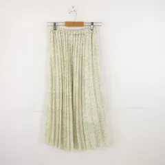 ローリーズファーム LOWRYS FARM ロングプリーツスカート フレア 花柄 ベージュ 白 F *A83