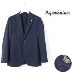 027 訳有 アクアスキュータム ニット ハウンドトゥース ジャケット 40 