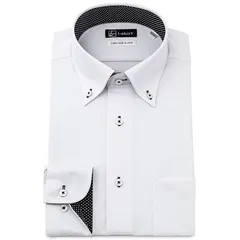 [i-Shirt(アイシャツ)]i-shirt 完全ノーアイロン ストレッチ 超速乾 レギュラーフィット 長袖 アイシャツ ワイシャツ メンズ メンズ ホワイト レギュラーフィット 長袖ボタンダウン ロンビック M15120004901 日本 M82(首回 0