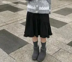 (新品) アニワンモア ピーチ起毛 オル 'フリル ミディ レイヤード スカート