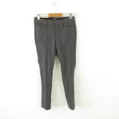 バナナリパブリック BANANA REPUBLIC クロップドパンツ ストレッチ 総柄 黒 白 0 *A456