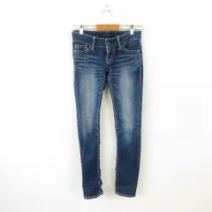 マウジー MOUSSY VINTAGE ローライズデニムパンツ ロング ストレッチ 青 24 *A722