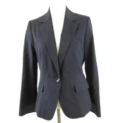 S＆M Knightsbridge テーラードジャケット 長袖 ストライプ ストレッチ 紺 15 *A801