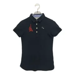 中古 レディース キャロウェイ Callaway 半袖ポロシャツ S 紺 ネイビー ストライプ