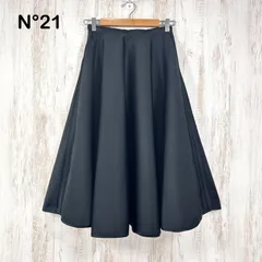 N°21 グルッポタナカ ヌメロヴェントゥーノ 光沢 ロング フレアスカート ブラック レディースのサムネイル