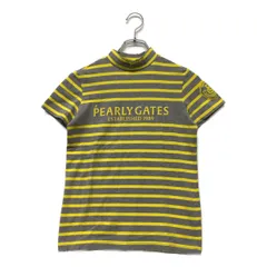 中古 レディース パーリーゲイツ PEARLY GATES 半袖シャツ 0(S) グレー×黄 ボーダー モックネック ハイネック