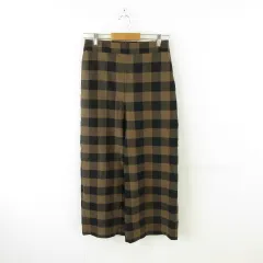 マカフィー MACPHEE トゥモローランド ワイドパンツ ロング チェック ストレッチ 茶 黒 *A899