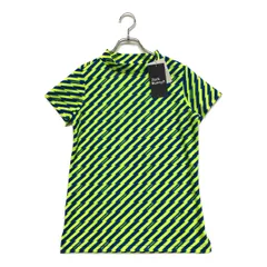 未使用品 レディース ジャックバニー Jack Bunny!! 半袖シャツ 1(M) 黄×青 ネオンカラー 総柄　モックネック ハイネック