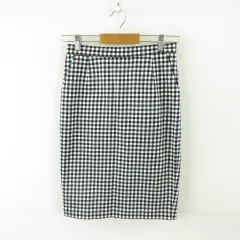 ユナイテッドアローズ UNITED ARROWS タイトスカート ひざ丈 チェック ストレッチ 黒 白 36 *T987