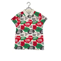中古 レディース ジャックバニー Jack Bunny!! 半袖ポロシャツ 2(L) 白×マルチカラー 総柄