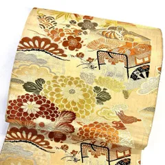 丸帯　アンティーク　松竹梅　菊花　雪輪　七宝　流水　金糸　着物　021tz