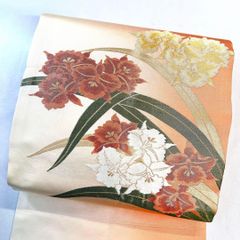 名古屋帯　花模様　グラデーション　金糸　着物　021tz 名古屋帯 花模様 グラデーション 金糸 着物 021tz - メルカリ