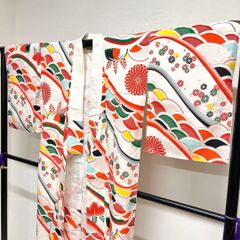 子供用着物 アンティーク 晴れ着 七五三 お祝い 菊花 楓 金彩 着物