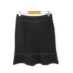 マリークワント MARY QUANT LONDON スカート ミニ フレア 黒 M *T977