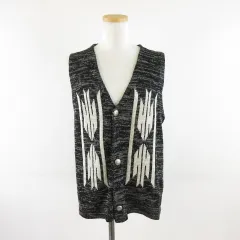 Wind＆Whistle ニットベスト ジレ オルテガ柄 黒 白 M *A755