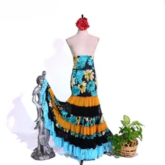 フラメンコ スカート タイト ロングスカート おしゃれ フリル付き ダンス衣装 発表会 レッスン用 レディース ステージ パフォーマンス